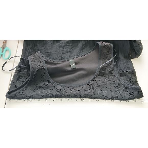 GNW Black Tiered Lace Maxi Dress Womens MD Whimsigoth Witch Boho Goth Fairy - Picture 7 of 9